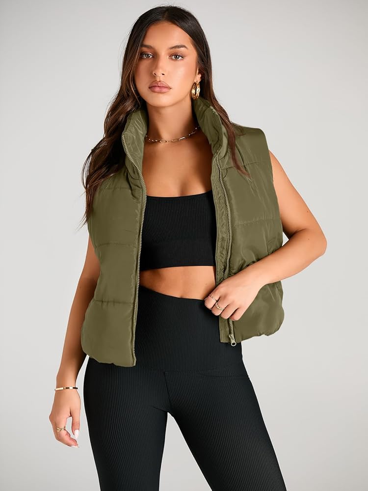 AUTOMET Puffer Vest Women Sleeveless Winter Cropped